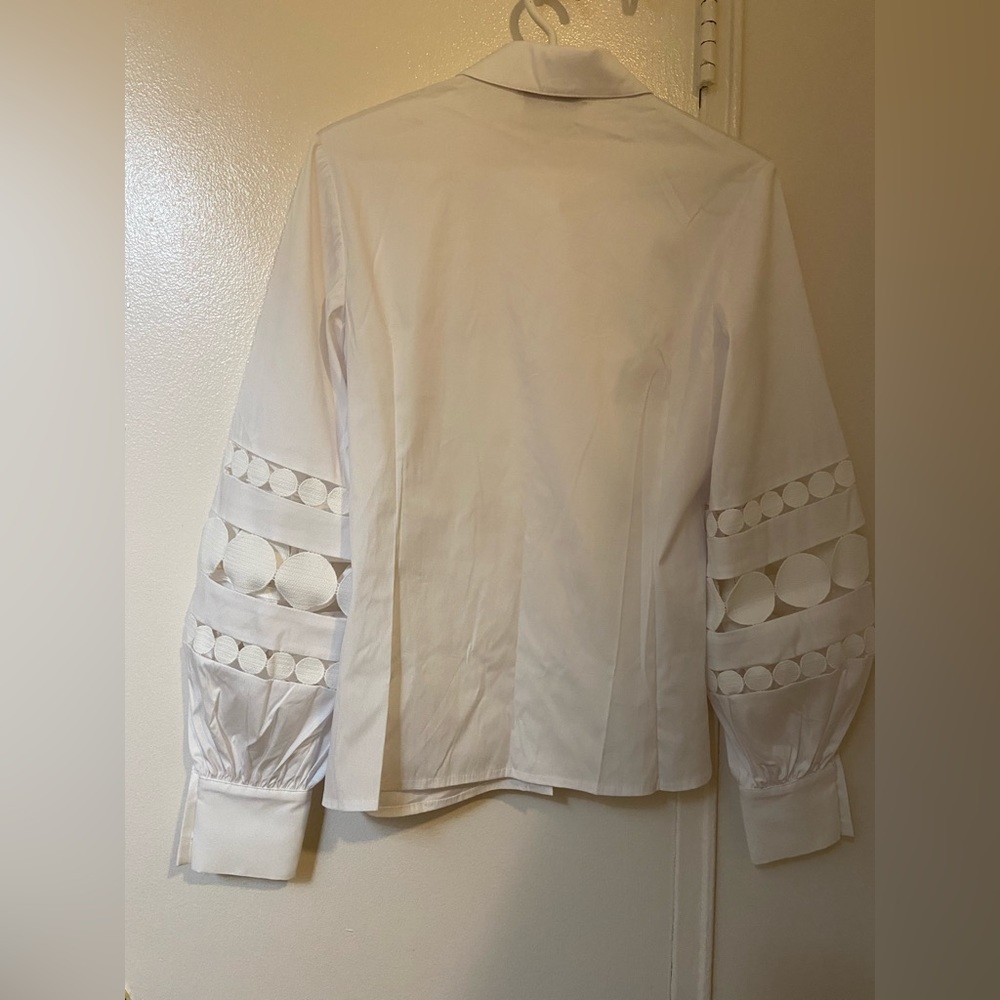 MAISON COMMON Polka dot‎ braid adorned cotton blouse  Sz M - Picture 2 of 11